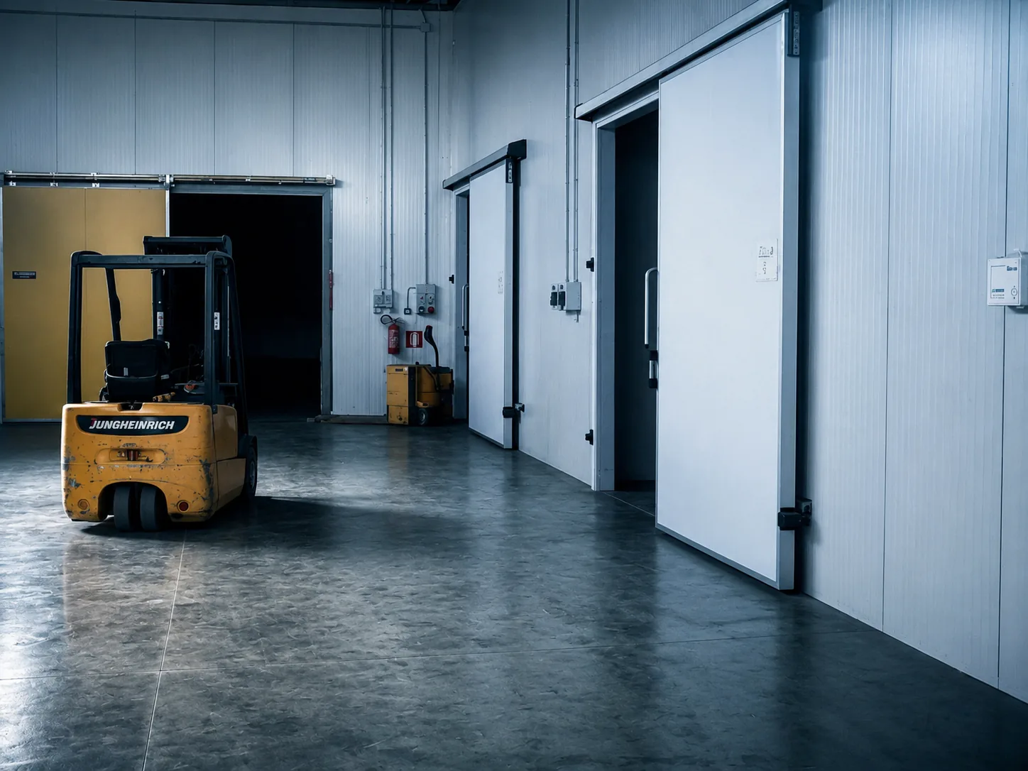 Piattaforma logistica refrigerata con celle e area di movimentazione